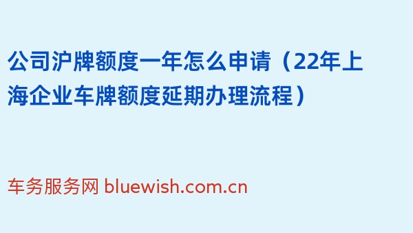 公司沪牌额度一年怎么申请（22年上海企业车牌额度延期办理流程）