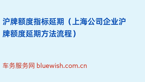 沪牌额度指标延期（上海公司企业沪牌额度延期方法流程）2024年