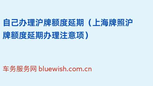 2024年自己办理沪牌额度延期（上海牌照沪牌额度延期办理注意项）