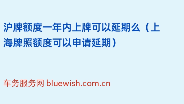 沪牌额度一年内上牌可以延期么（上海牌照额度可以申请延期）