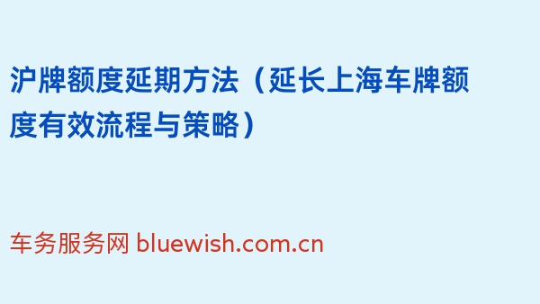 2024年沪牌额度延期方法（延长上海车牌额度有效流程与策略）