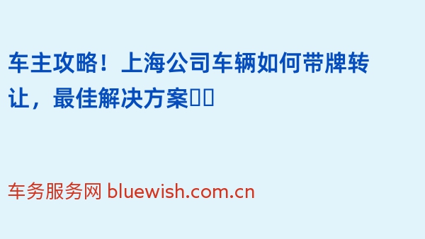 车主攻略！上海公司车辆如何带牌转让，最佳解决方案❗️