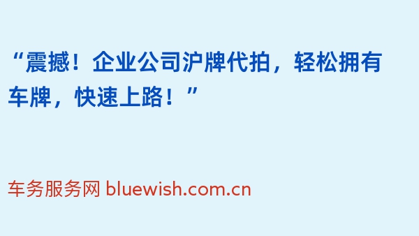 “震撼！企业公司沪牌代拍，轻松拥有车牌，快速上路！”