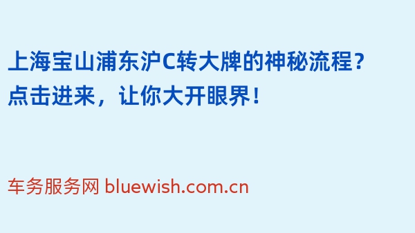 上海宝山浦东沪C转大牌的神秘流程？点击进来，让你大开眼界！