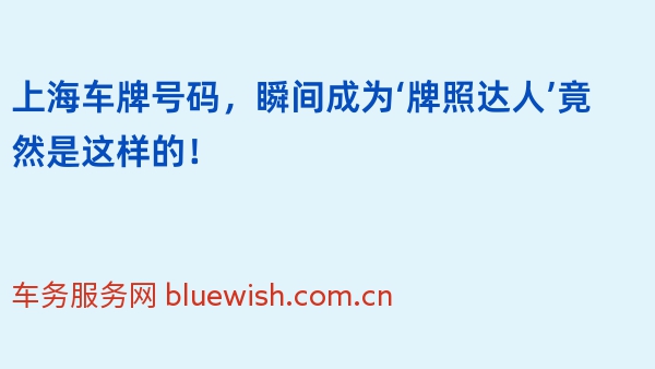 上海车牌号码，瞬间成为‘牌照达人’竟然是这样的！