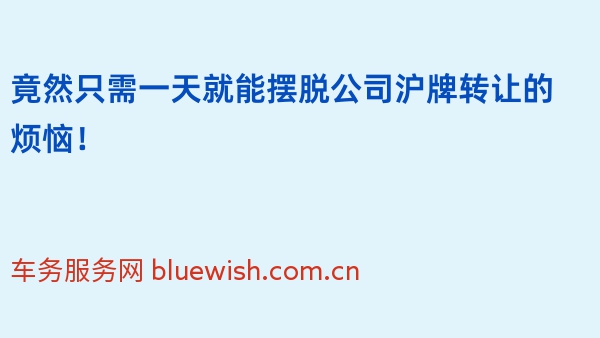 竟然只需一天就能摆脱公司沪牌转让的烦恼！