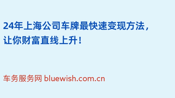 24年上海公司车牌最快速变现方法，让你财富直线上升！