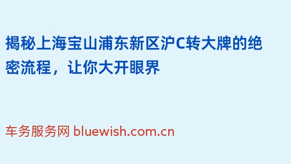 揭秘上海宝山浦东新区沪C转大牌的绝密流程，让你大开眼界