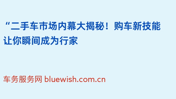 “二手车市场内幕大揭秘！购车新技能让你瞬间成为行家