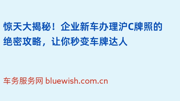 惊天大揭秘！企业新车办理沪C牌照的绝密攻略，让你秒变车牌达人