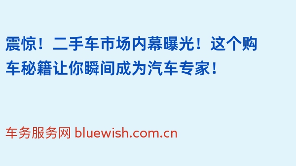 震惊！二手车市场内幕曝光！这个购车秘籍让你瞬间成为汽车专家！