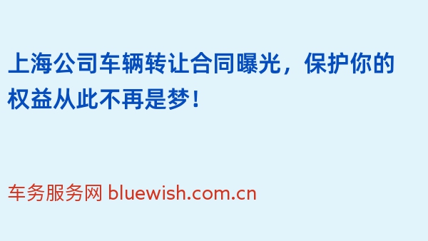 上海公司车辆转让合同曝光，保护你的权益从此不再是梦！