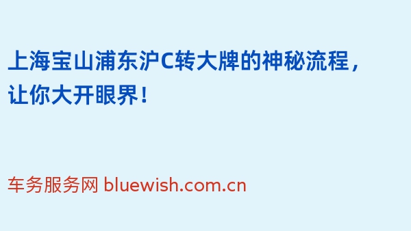 上海宝山浦东沪C转大牌的神秘流程，让你大开眼界！