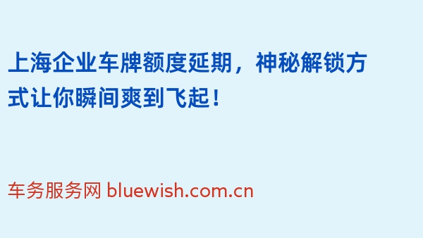 上海企业车牌额度延期，神秘解锁方式让你瞬间爽到飞起！