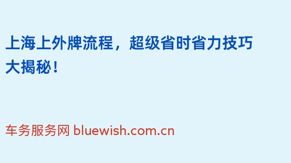 2024年上海上外牌流程，超级省时省力技巧大揭秘！