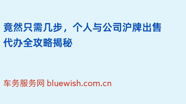 竟然只需几步，个人与公司沪牌出售代办全攻略揭秘