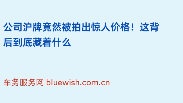 公司沪牌竟然被拍出惊人价格！这背后到底藏着什么