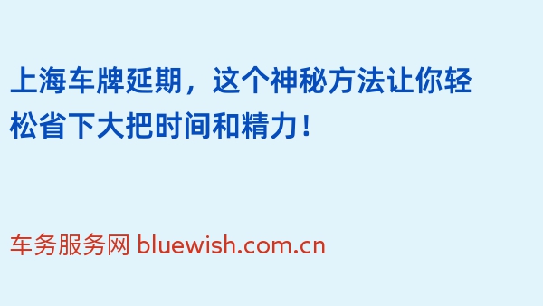 上海车牌延期，这个神秘方法让你轻松省下大把时间和精力！