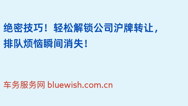 绝密技巧！轻松解锁公司沪牌转让，排队烦恼瞬间消失！