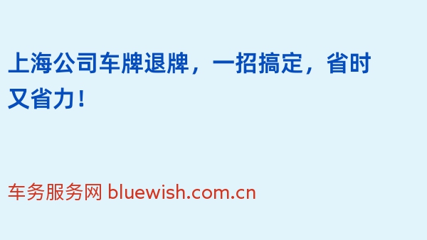 上海公司车牌退牌，一招搞定，省时又省力！